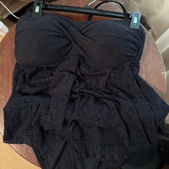 Lace Black Two Piece Bathing Suit - Picture 2 of 4